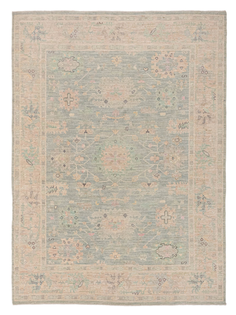 Pacific Ushak Wool Weft  Sky Blue Beige Transitional