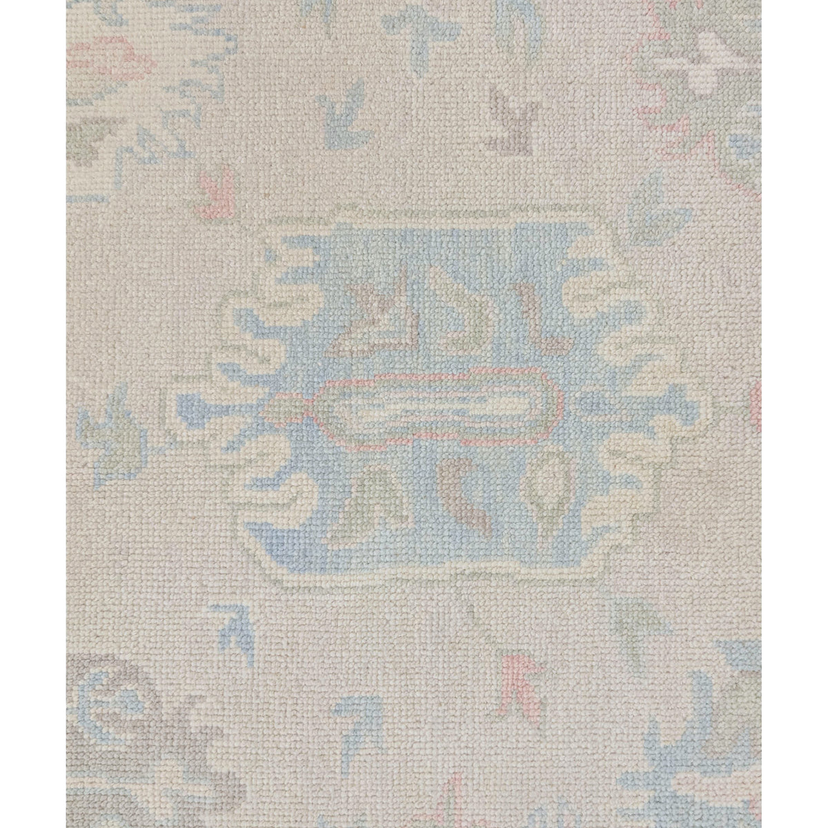 Pacific Ushak Wool Weft 43736 Beige Sky Blue Transitional Hand Knotted Rug