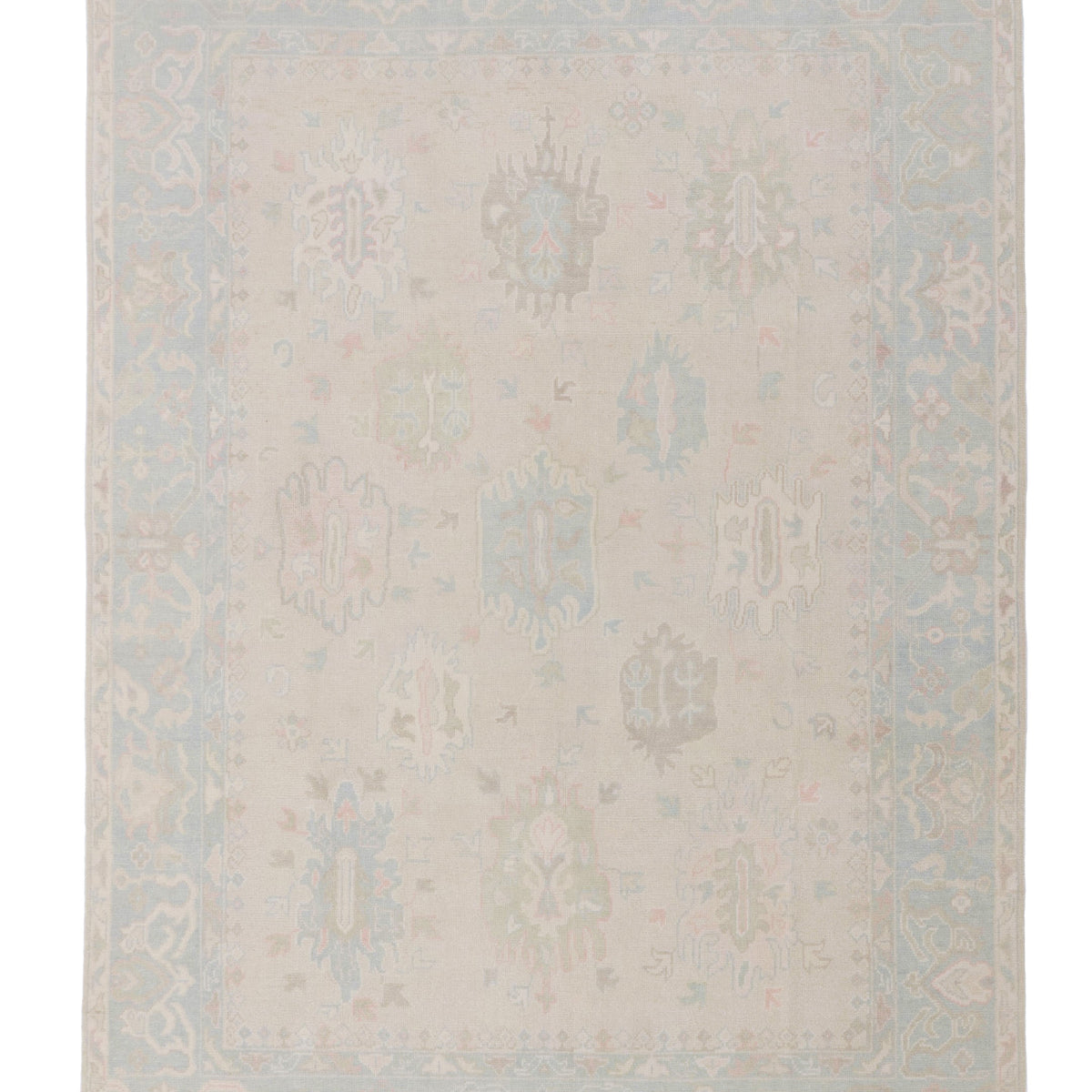 Pacific Ushak Wool Weft  Beige Sky Blue Transitional