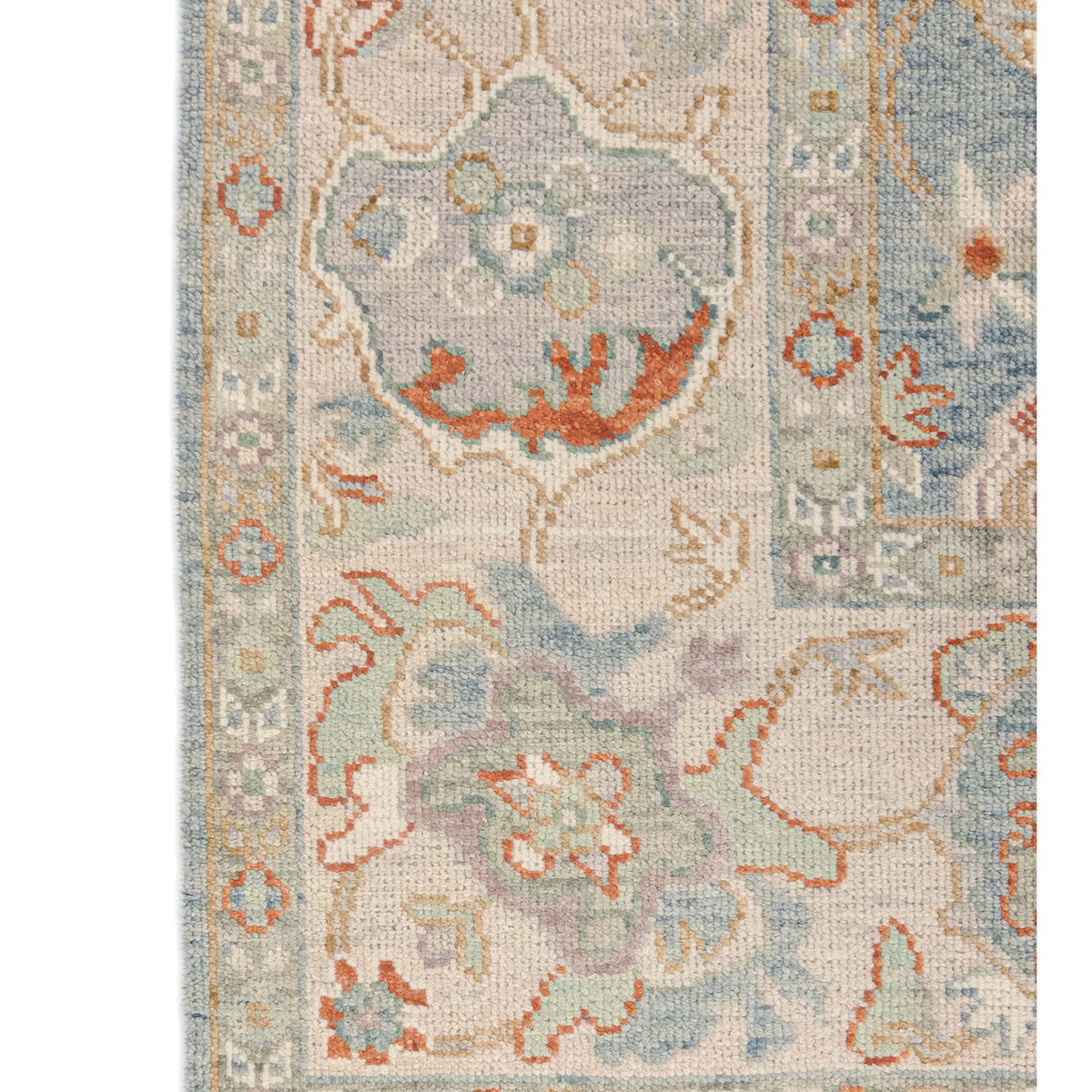 Pacific Ushak Wool Weft 43737 Blue Beige Transitional Hand Knotted Rug