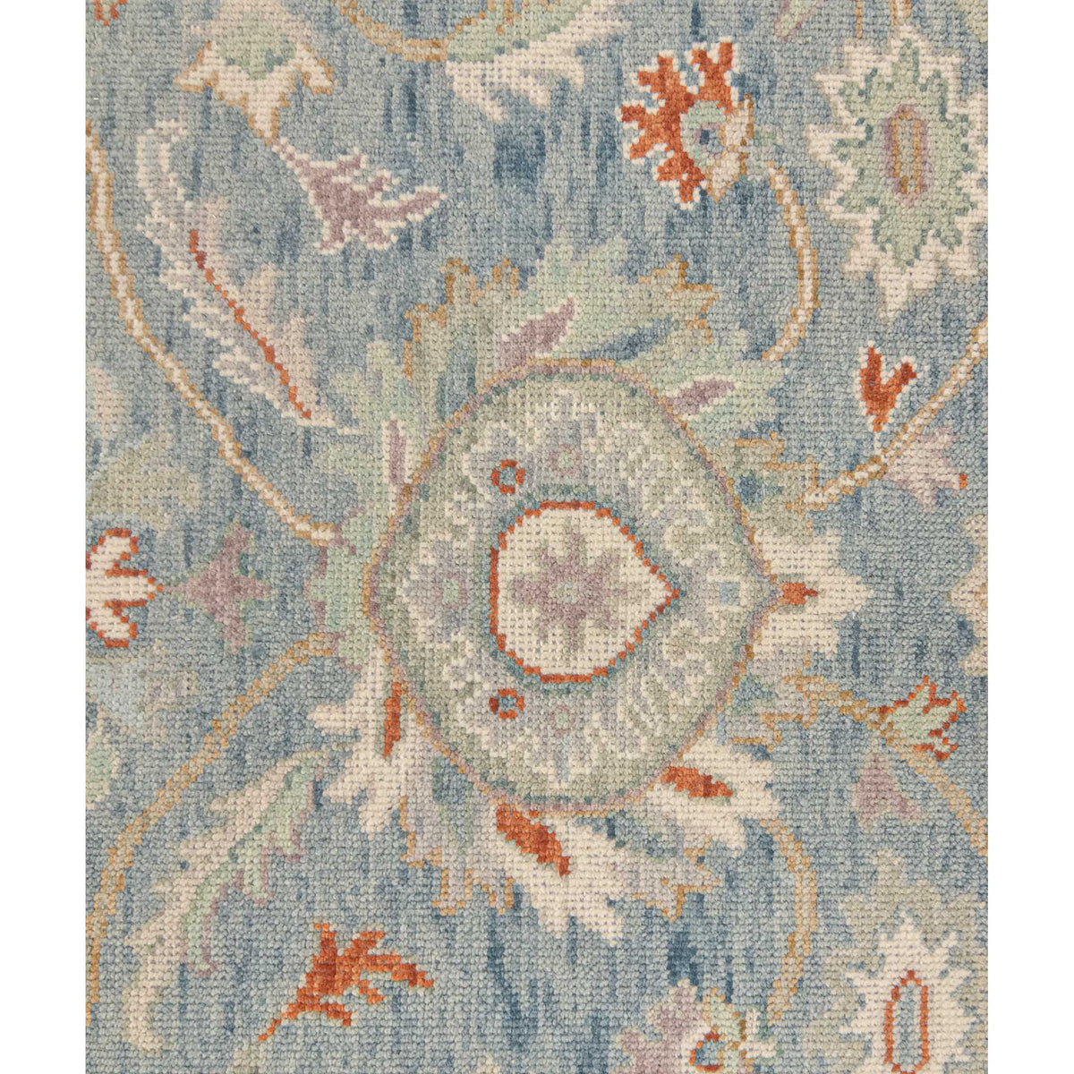 Pacific Ushak Wool Weft 43737 Blue Beige Transitional Hand Knotted Rug