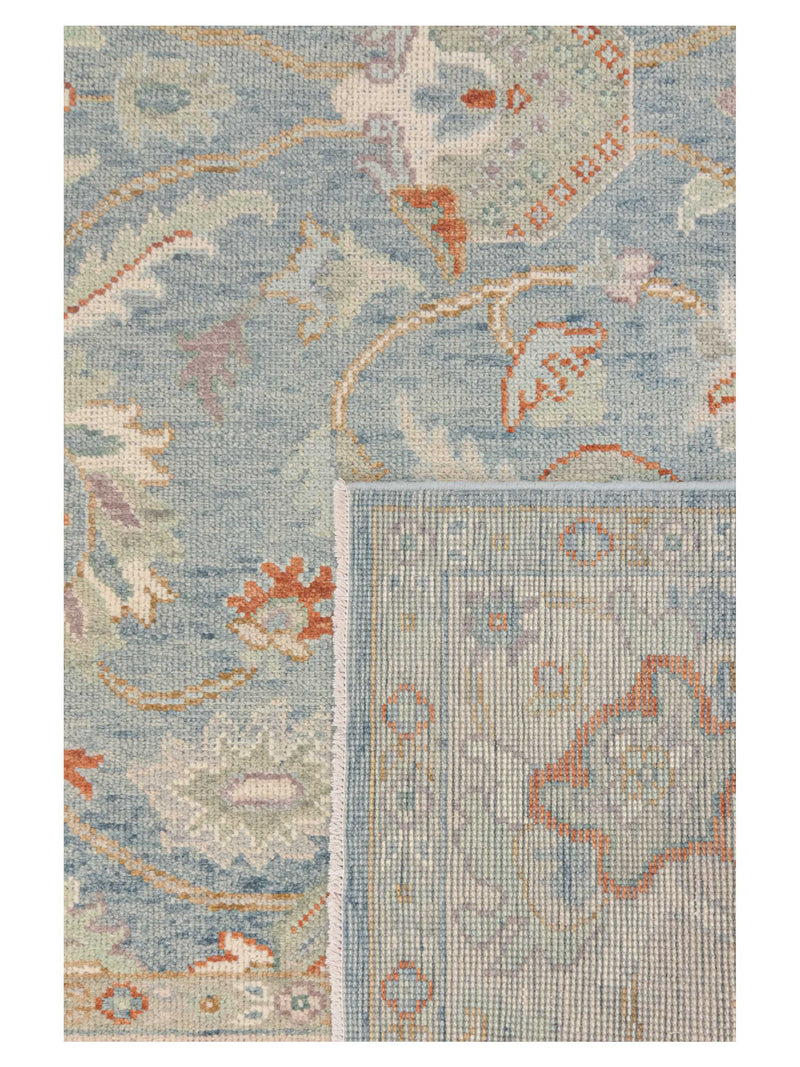 Pacific Ushak Wool Weft 43737 Blue Beige Transitional Hand Knotted Rug