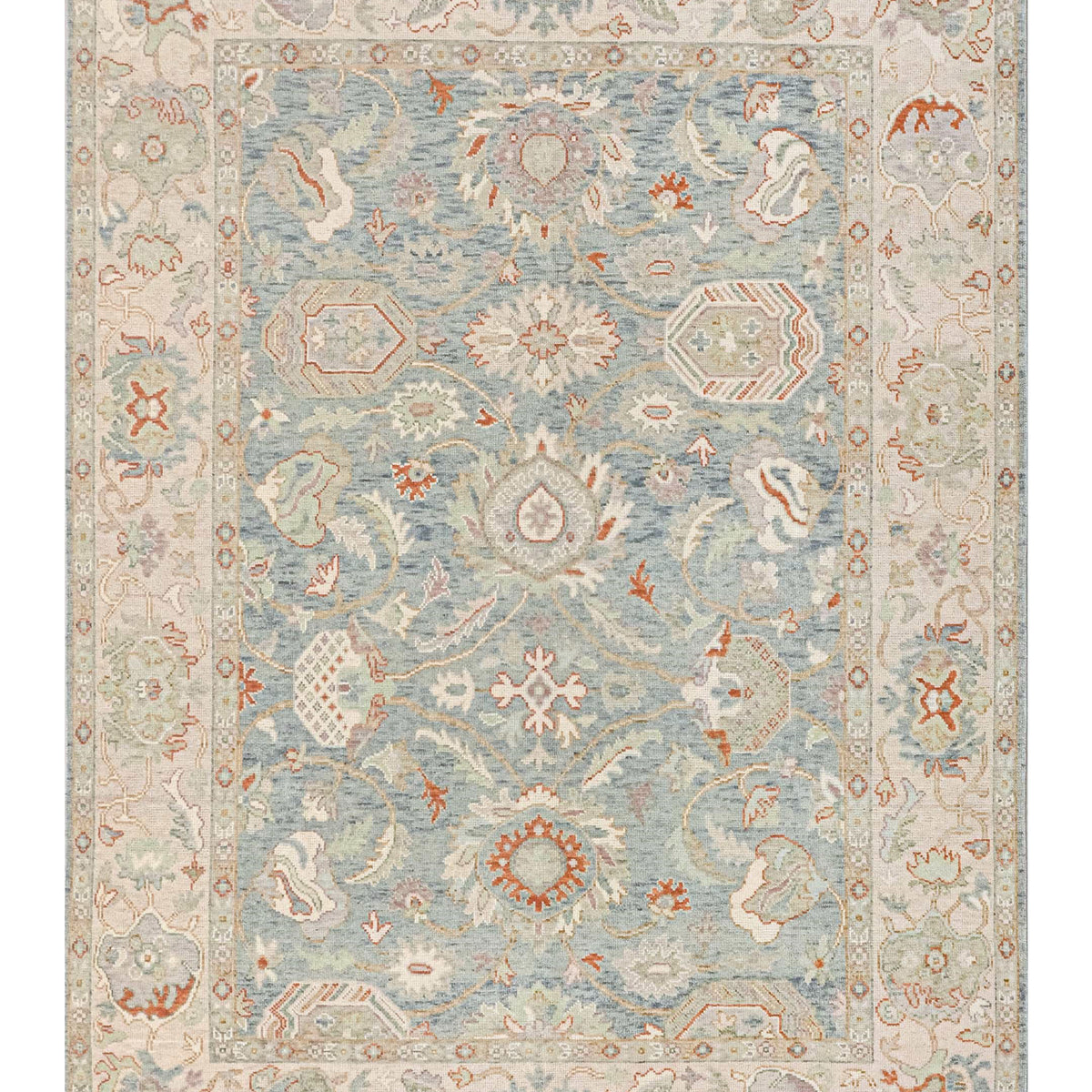 Pacific Ushak Wool Weft  Blue Beige Transitional