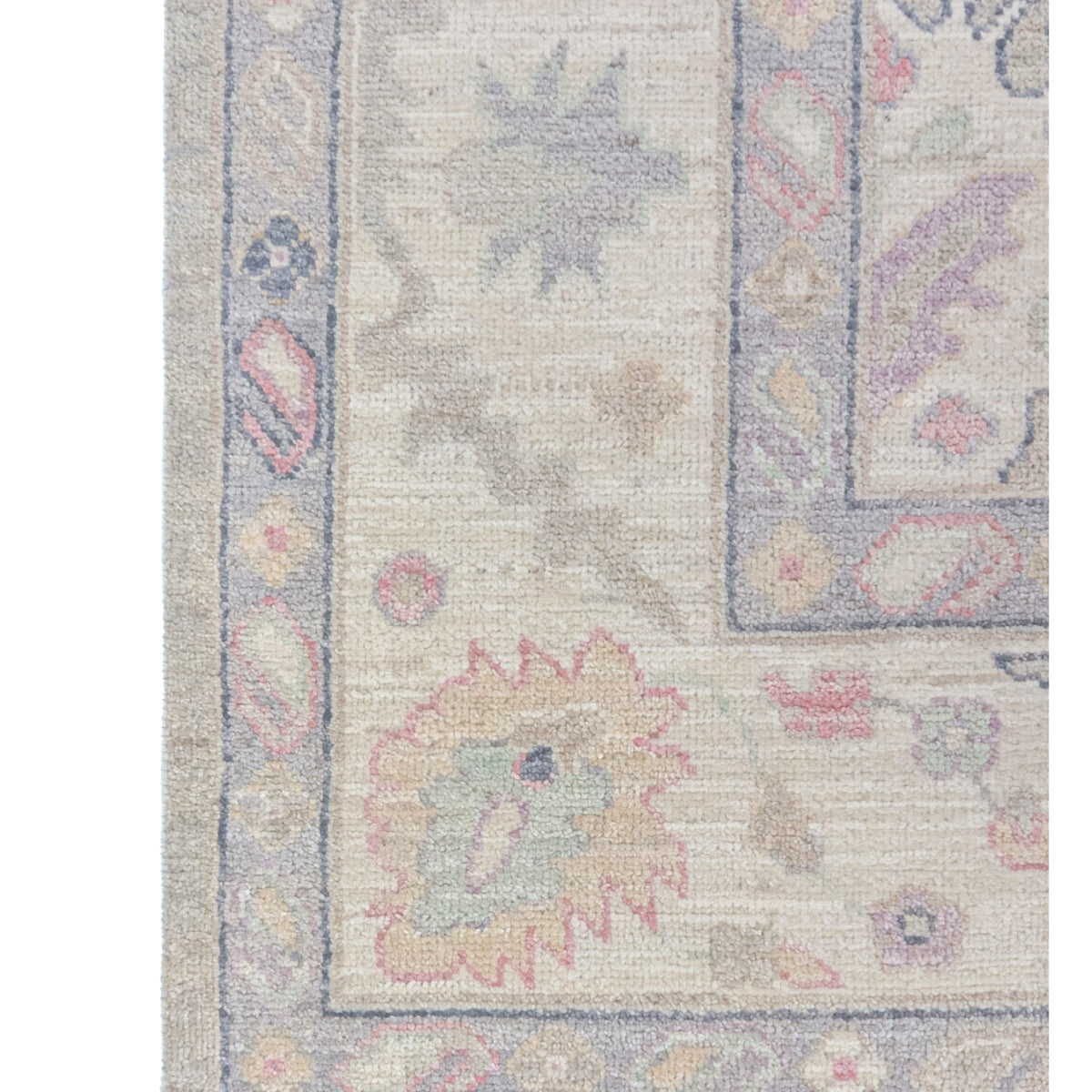 Pacific Ushak Wool Weft 43738 Silver Grey Ivory Transitional Hand Knotted Rug