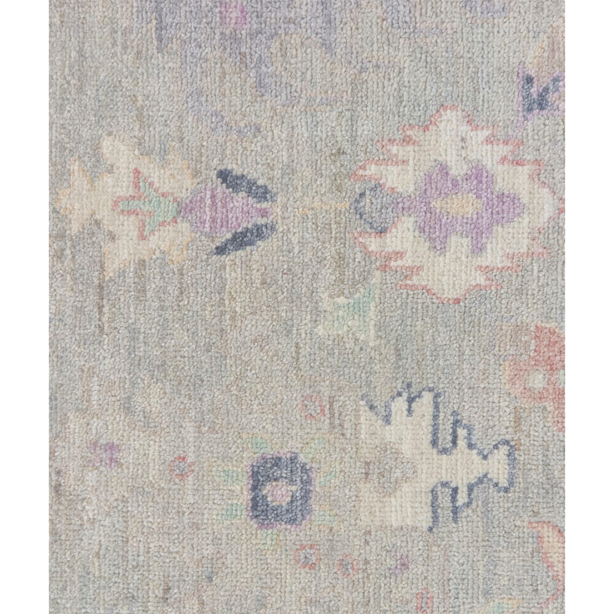 Pacific Ushak Wool Weft 43738 Silver Grey Ivory Transitional Hand Knotted Rug