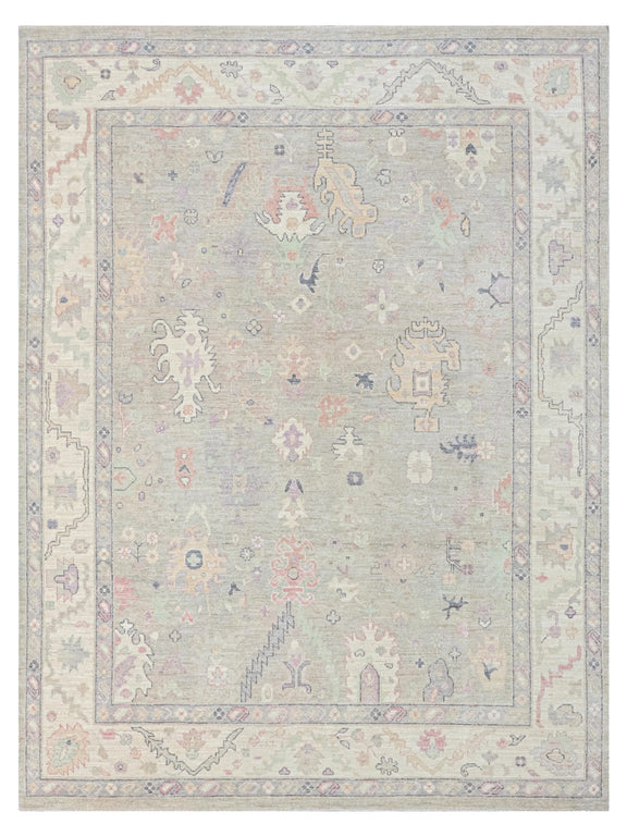 Pacific Ushak Wool Weft  Silver Grey Ivory Transitional