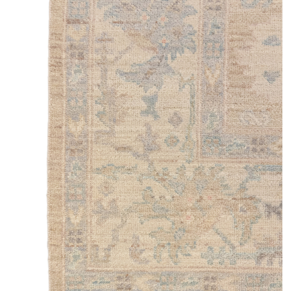Pacific Ushak Wool Weft 43739 Beige Ivory Transitional Hand Knotted Rug