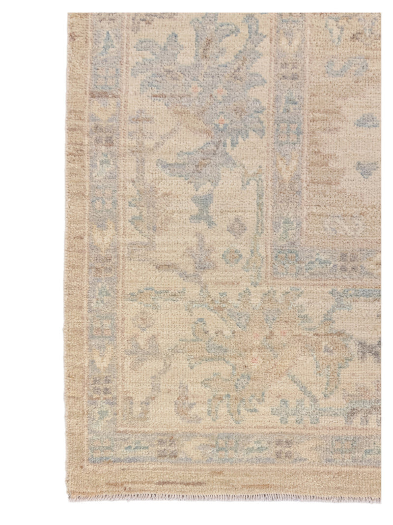 Pacific Ushak Wool Weft 43739 Beige Ivory Transitional Hand Knotted Rug