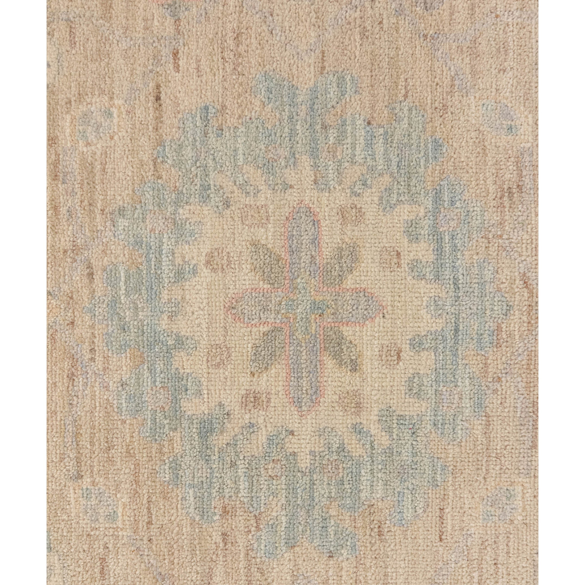 Pacific Ushak Wool Weft 43739 Beige Ivory Transitional Hand Knotted Rug