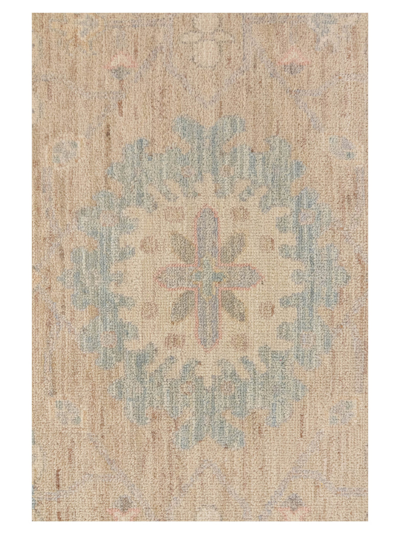 Pacific Ushak Wool Weft 43739 Beige Ivory Transitional Hand Knotted Rug