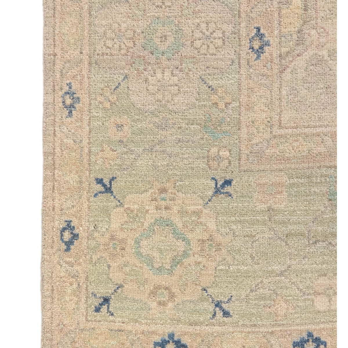 Pacific Ushak Wool Weft 43740 Ivory Lime Transitional Hand Knotted Rug