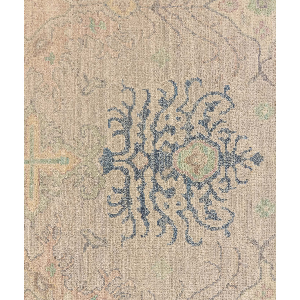 Pacific Ushak Wool Weft 43740 Ivory Lime Transitional Hand Knotted Rug