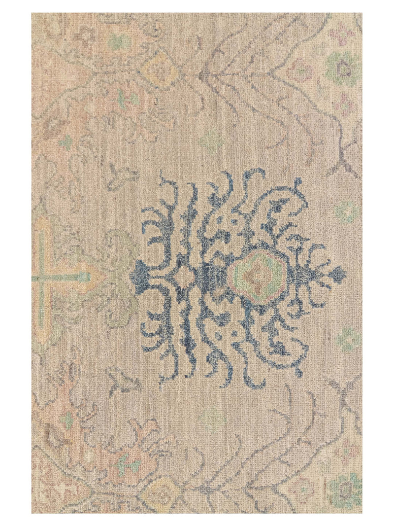 Pacific Ushak Wool Weft 43740 Ivory Lime Transitional Hand Knotted Rug