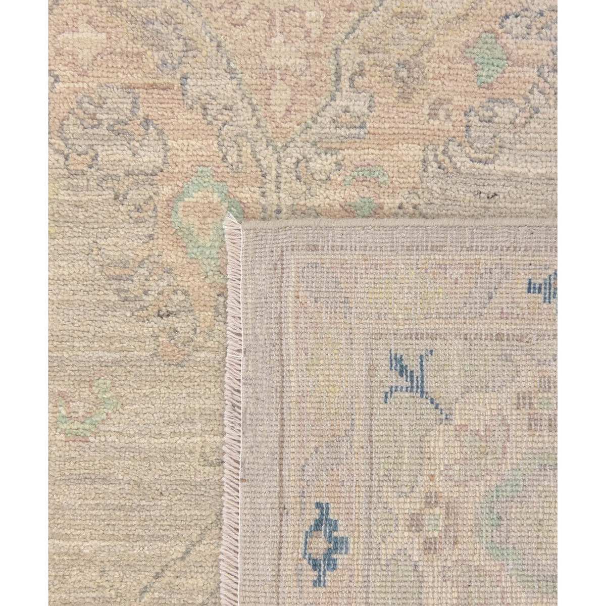 Pacific Ushak Wool Weft 43740 Ivory Lime Transitional Hand Knotted Rug