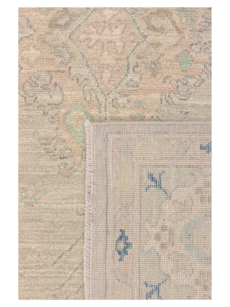 Pacific Ushak Wool Weft 43740 Ivory Lime Transitional Hand Knotted Rug