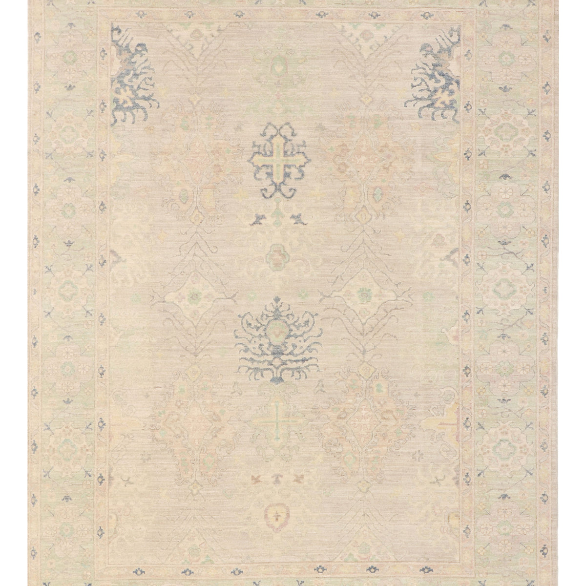 Pacific Ushak Wool Weft  Lt.Ivory Sea Green Transitional