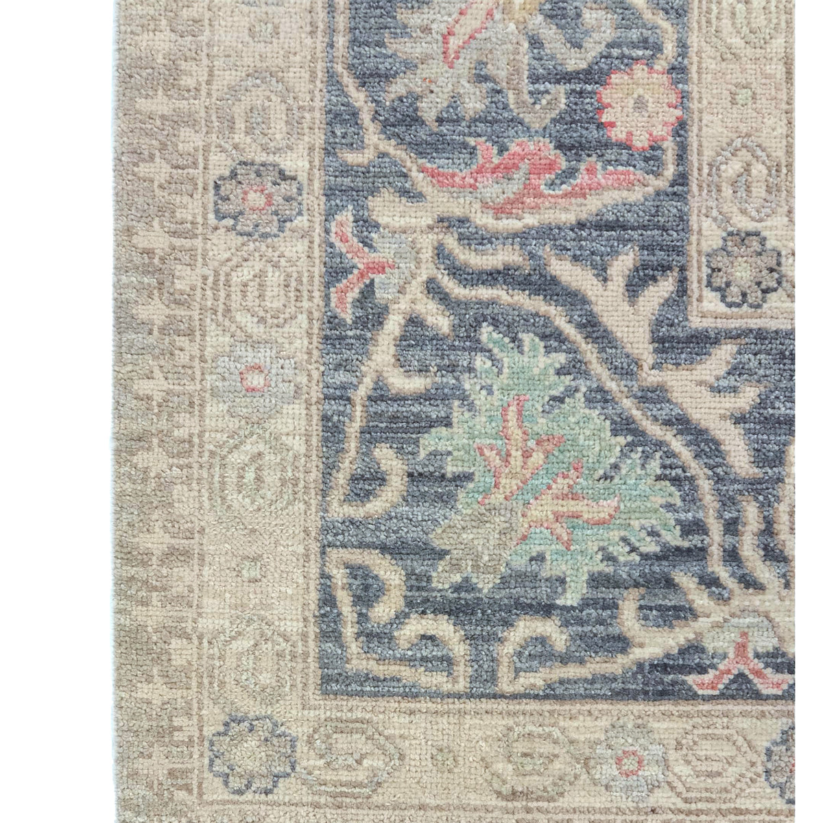 Pacific Ushak Wool Weft 43745 Silver Grey Charcoal Transitional Hand Knotted Rug