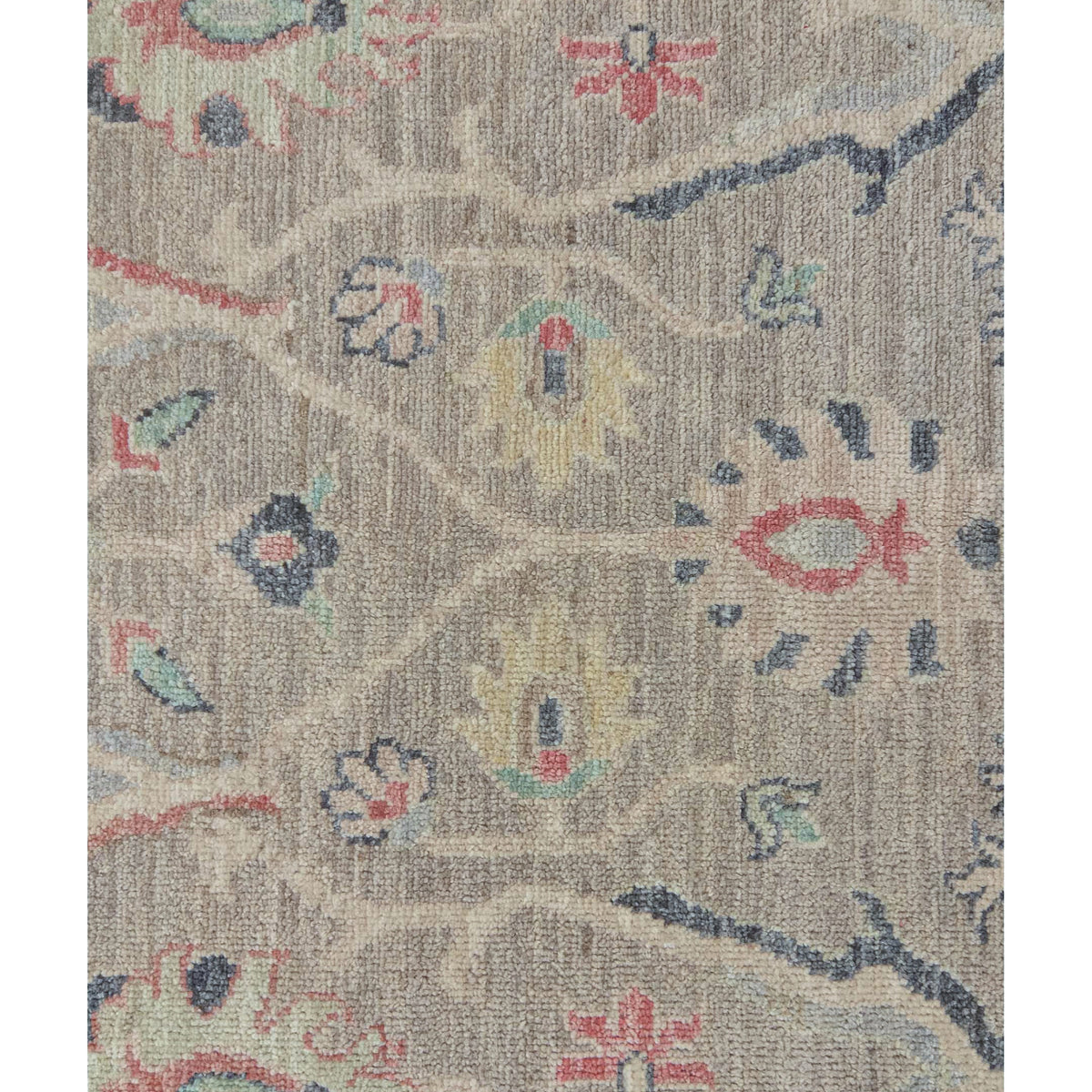 Pacific Ushak Wool Weft 43745 Silver Grey Charcoal Transitional Hand Knotted Rug