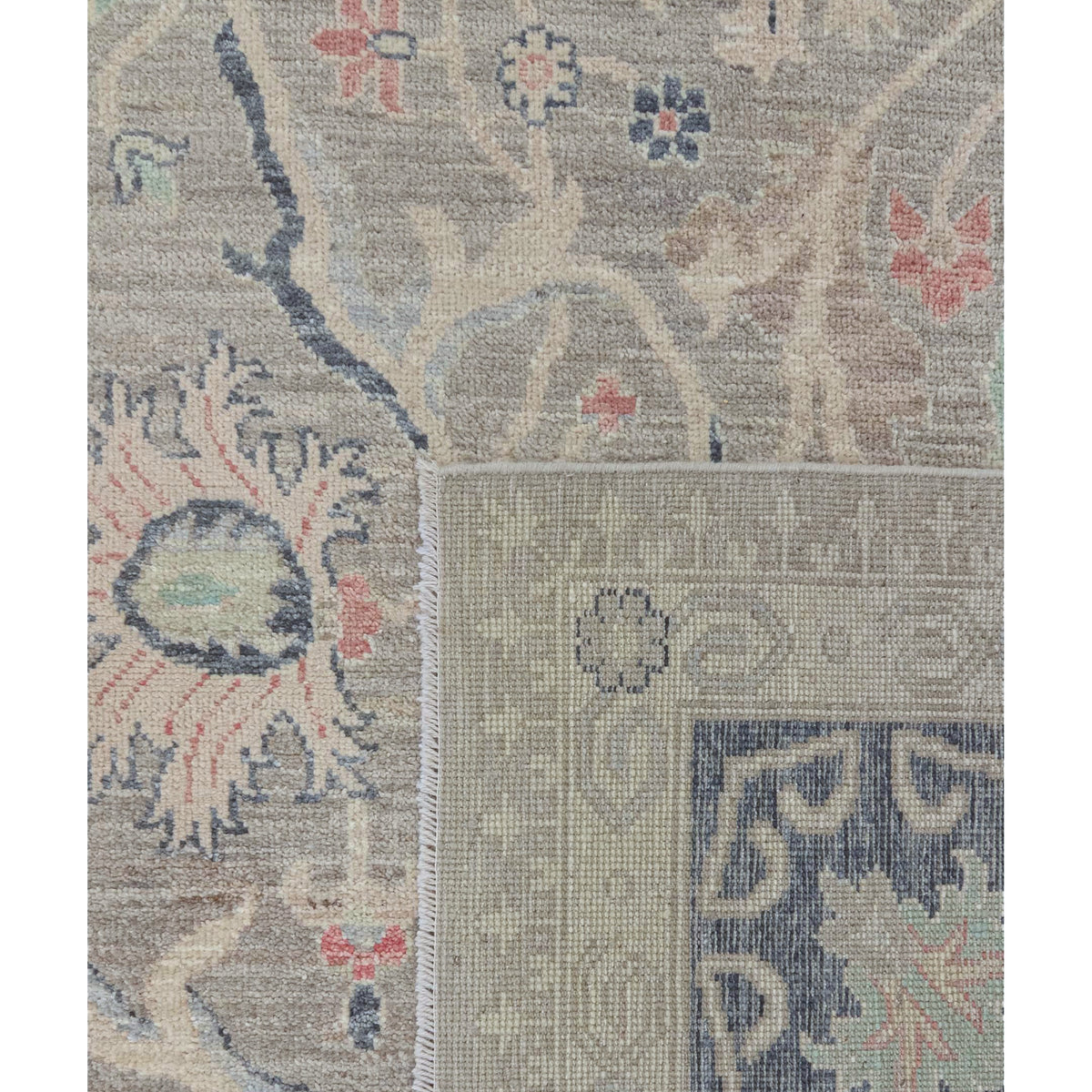Pacific Ushak Wool Weft 43745 Silver Grey Charcoal Transitional Hand Knotted Rug