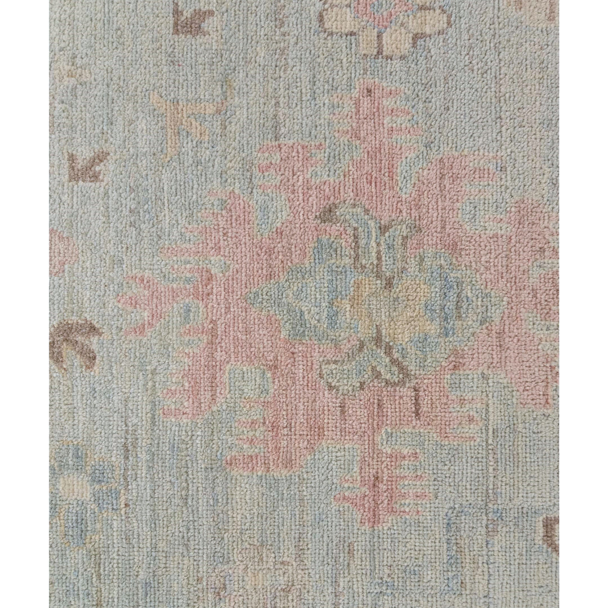 Pacific Ushak Wool Weft 43747 Sky Blue Sky Blue Transitional Hand Knotted Rug