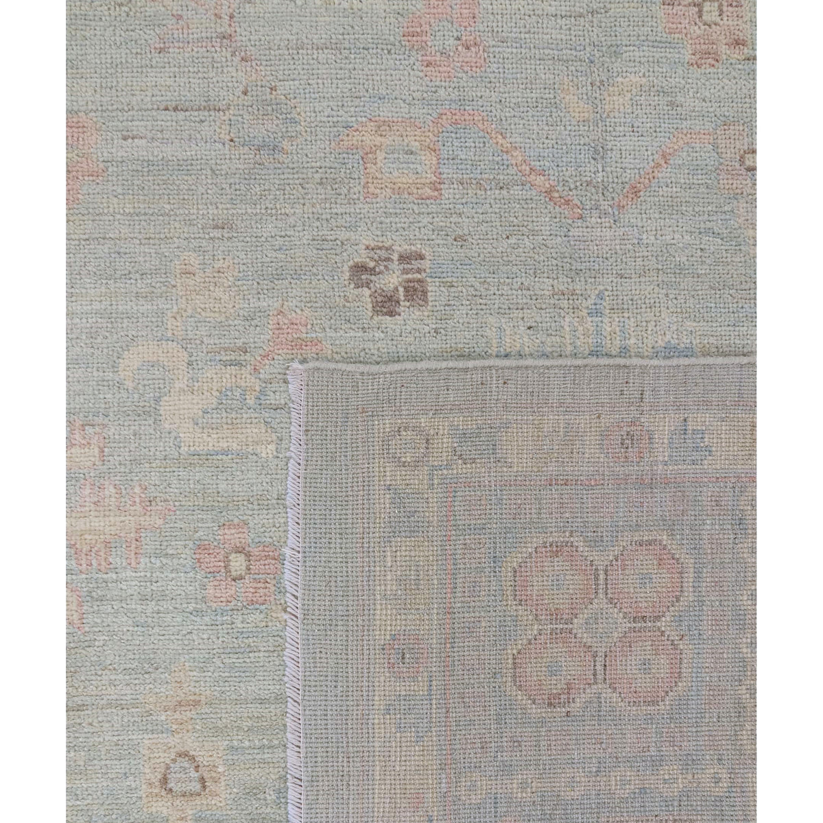 Pacific Ushak Wool Weft 43747 Sky Blue Sky Blue Transitional Hand Knotted Rug