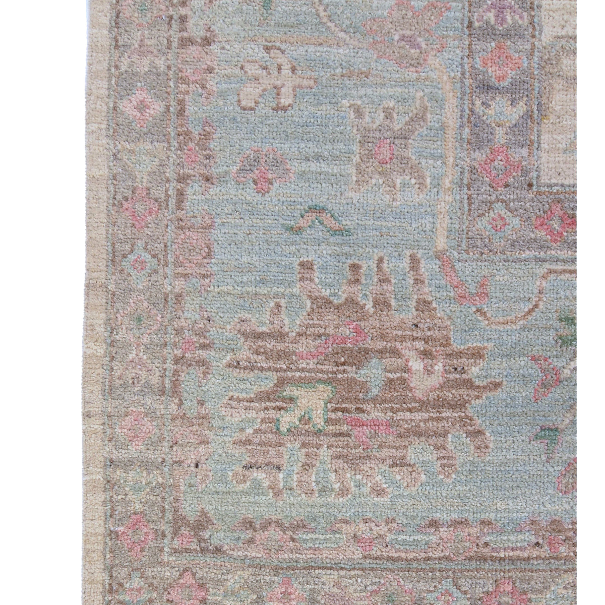 Pacific Ushak Wool Weft 43748 Ivory Sky Blue Transitional Hand Knotted Rug