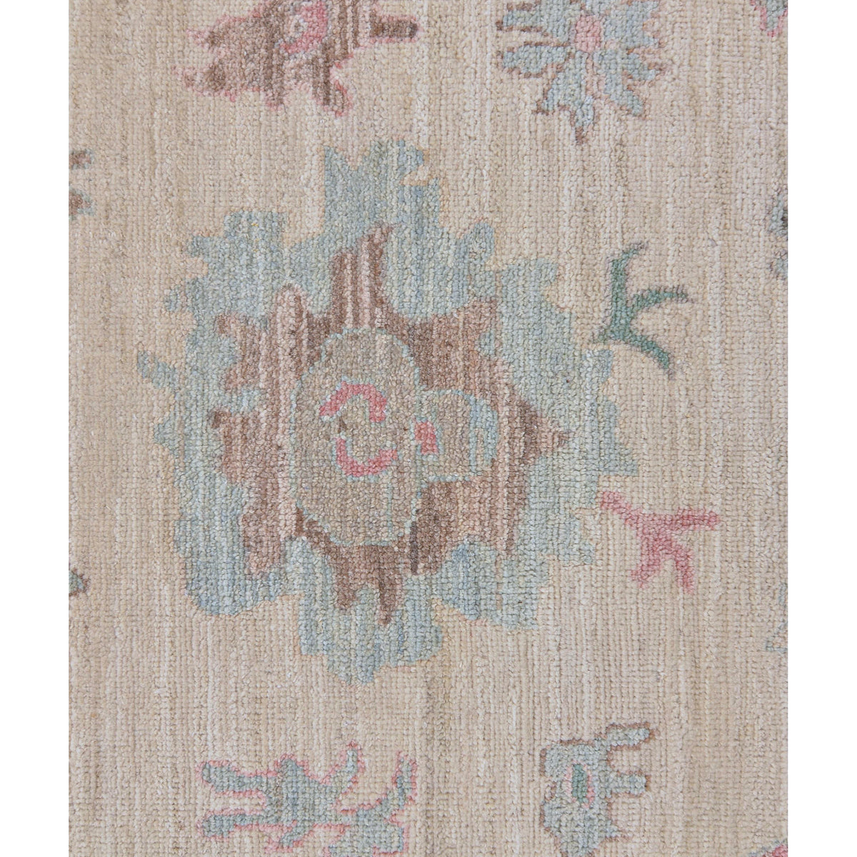 Pacific Ushak Wool Weft 43748 Ivory Sky Blue Transitional Hand Knotted Rug
