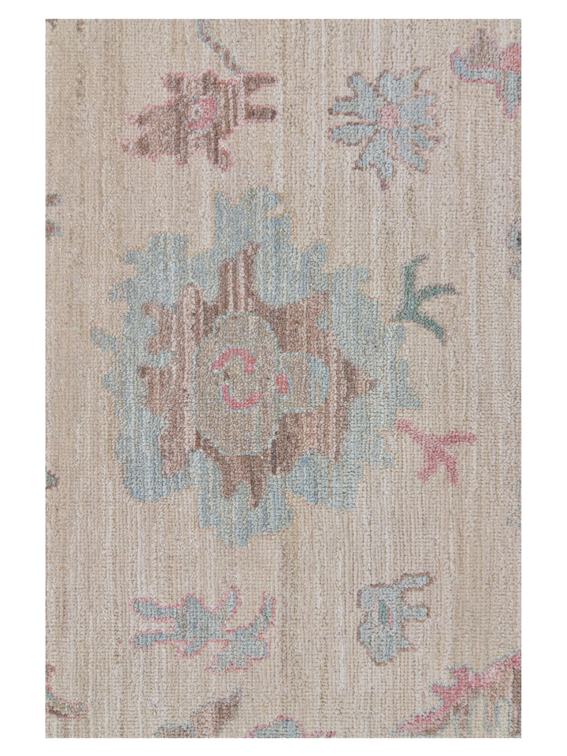 Pacific Ushak Wool Weft 43748 Ivory Sky Blue Transitional Hand Knotted Rug