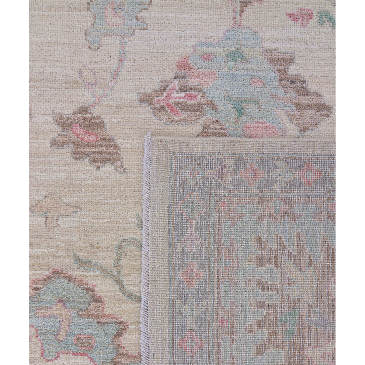 Pacific Ushak Wool Weft 43748 Ivory Sky Blue Transitional Hand Knotted Rug