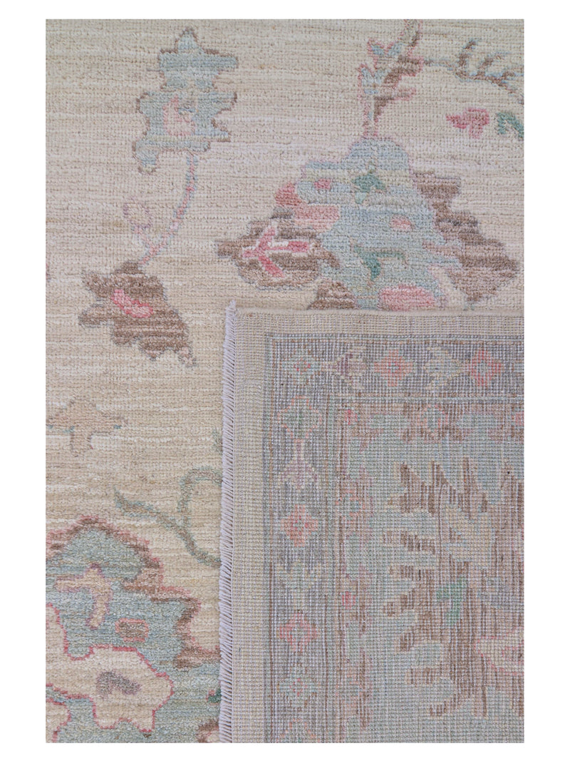 Pacific Ushak Wool Weft 43748 Ivory Sky Blue Transitional Hand Knotted Rug