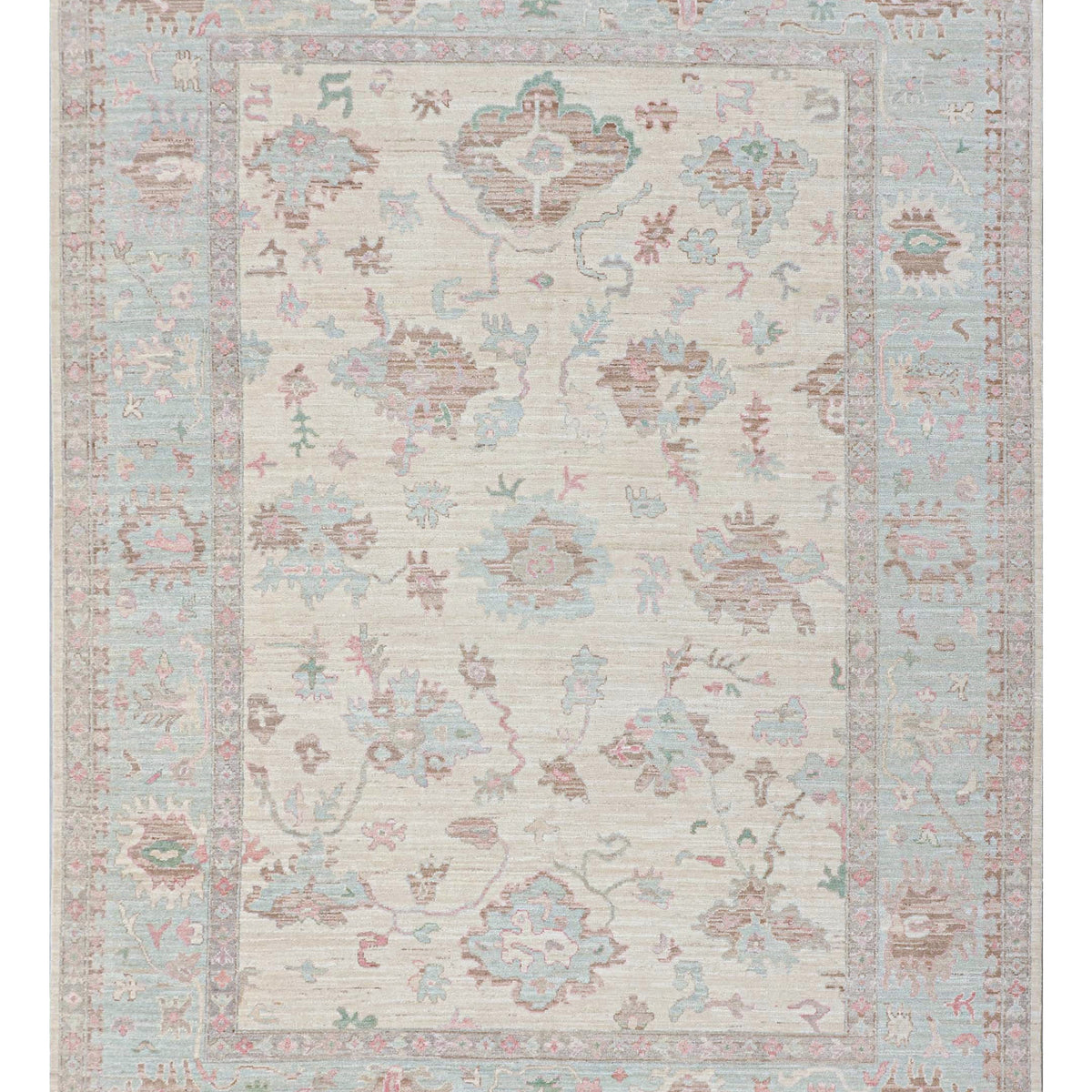 Pacific Ushak Wool Weft  Ivory Sky Blue Transitional