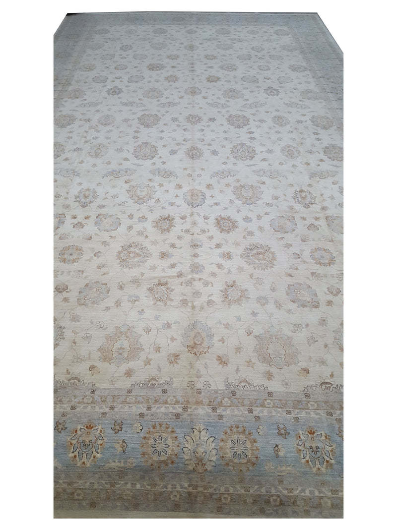 Pacific Ziegler 43752 Ivory Blue Transitional Hand Knotted Rug