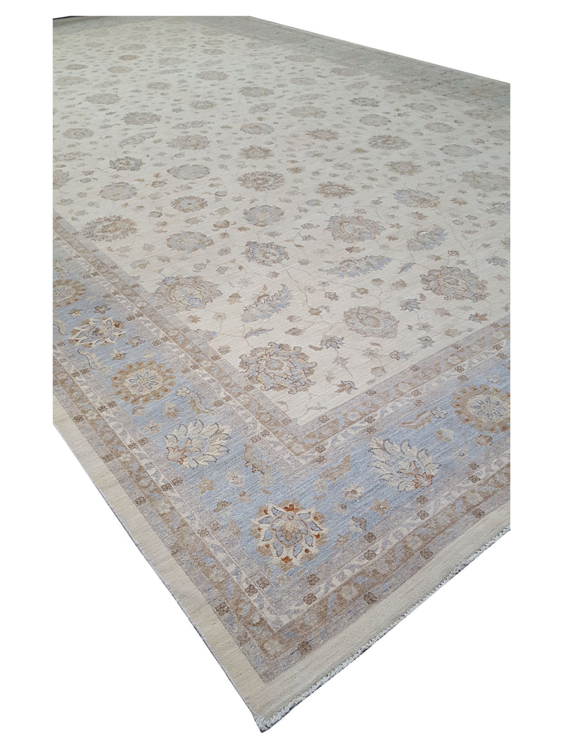 Pacific Ziegler 43752 Ivory Blue Transitional Hand Knotted Rug