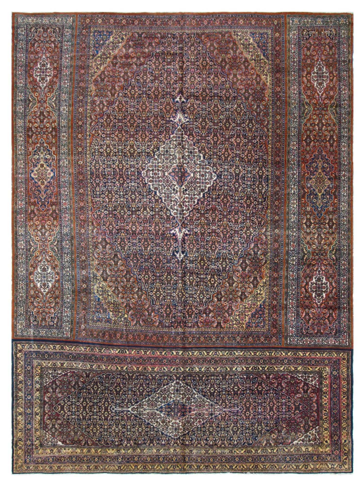Fasa Antique Bibikabad 43764 Navy Rust Antique Rug