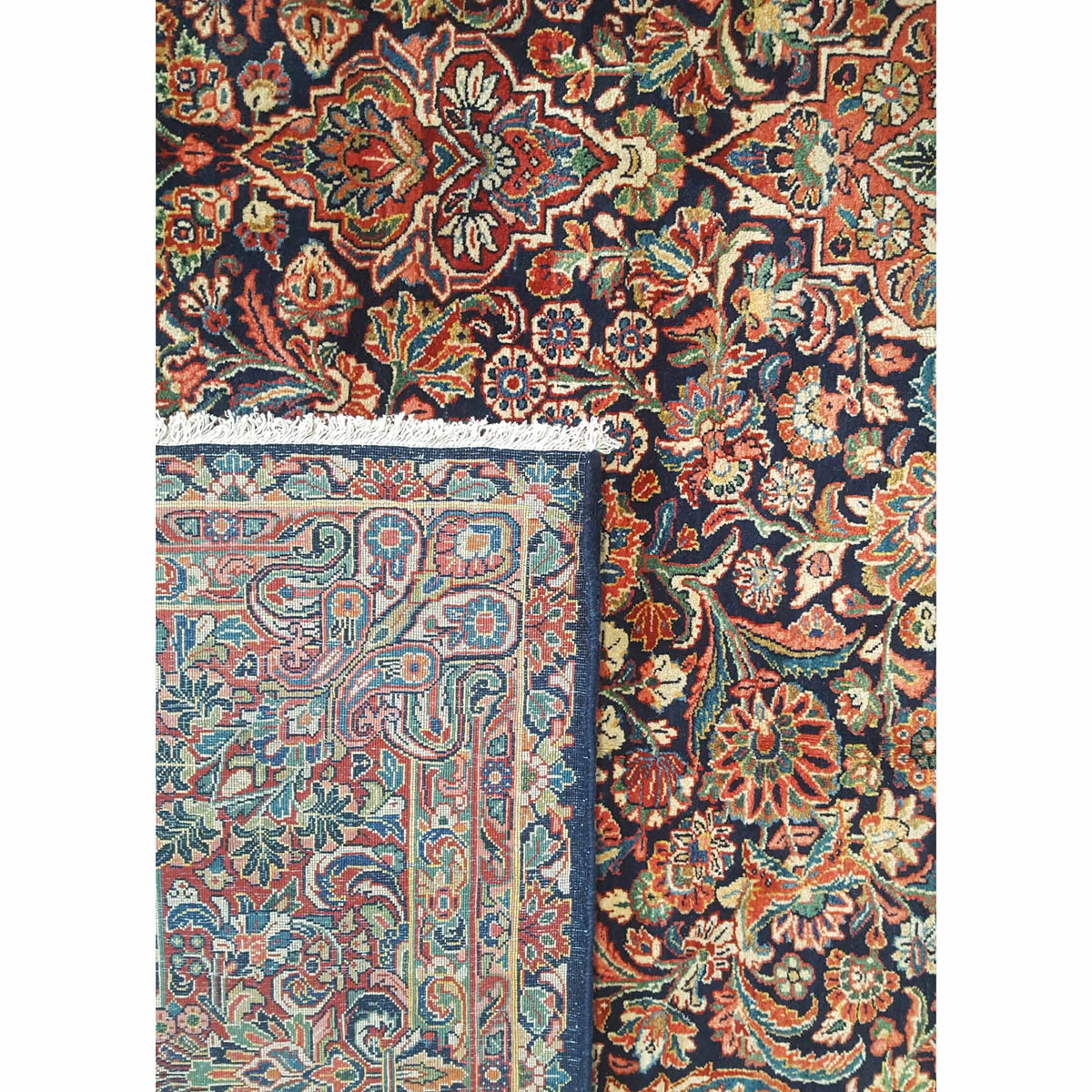 Fasa Sarouk 43765 Navy Rust Traditional Antique Rug