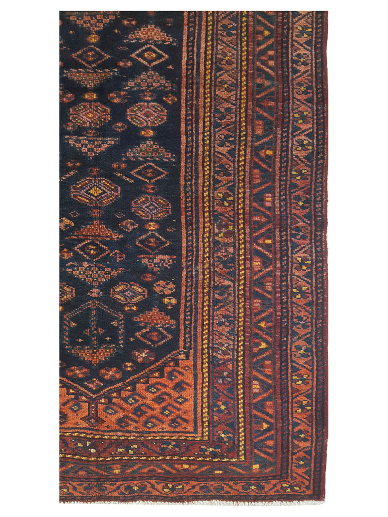 Fasa Hamadan 43767 Navy Rust Traditional Antique Rug