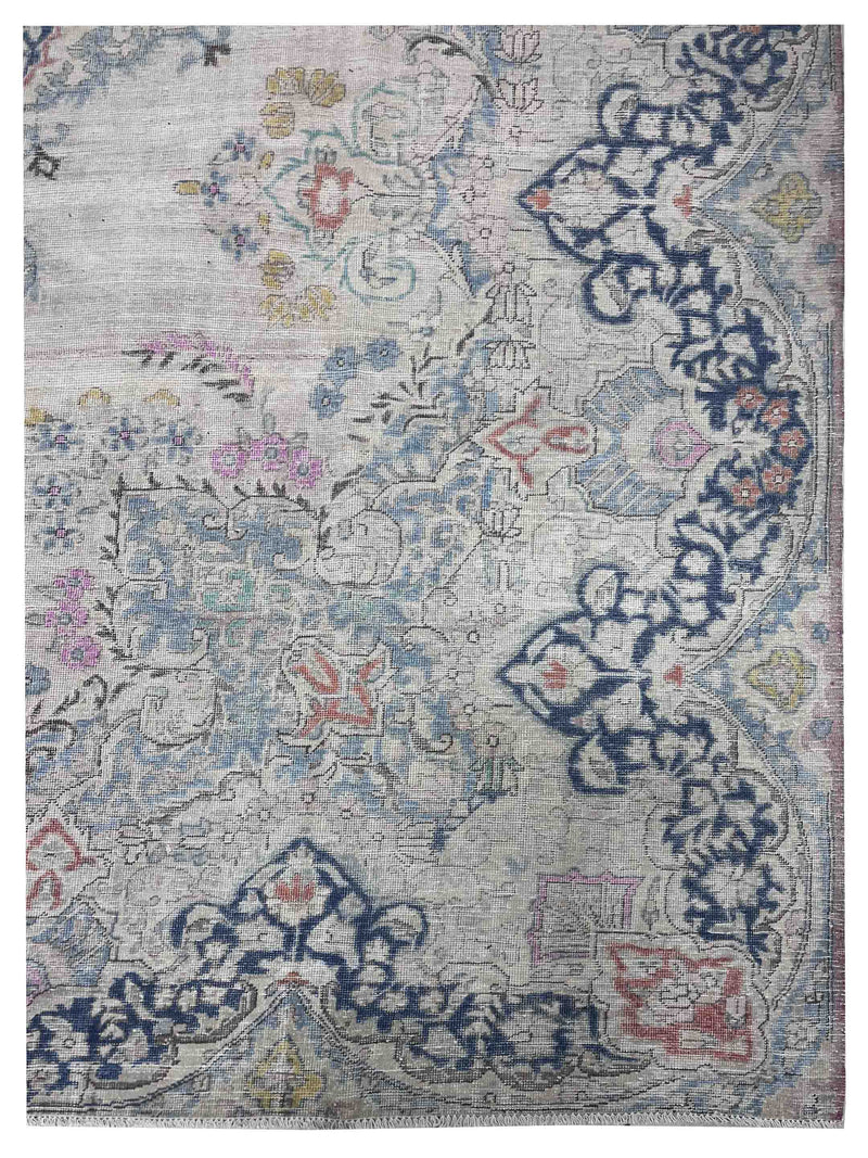 Pacific Vintage Artisan 43773 Beige Blue Vintage Hand Knotted Rug