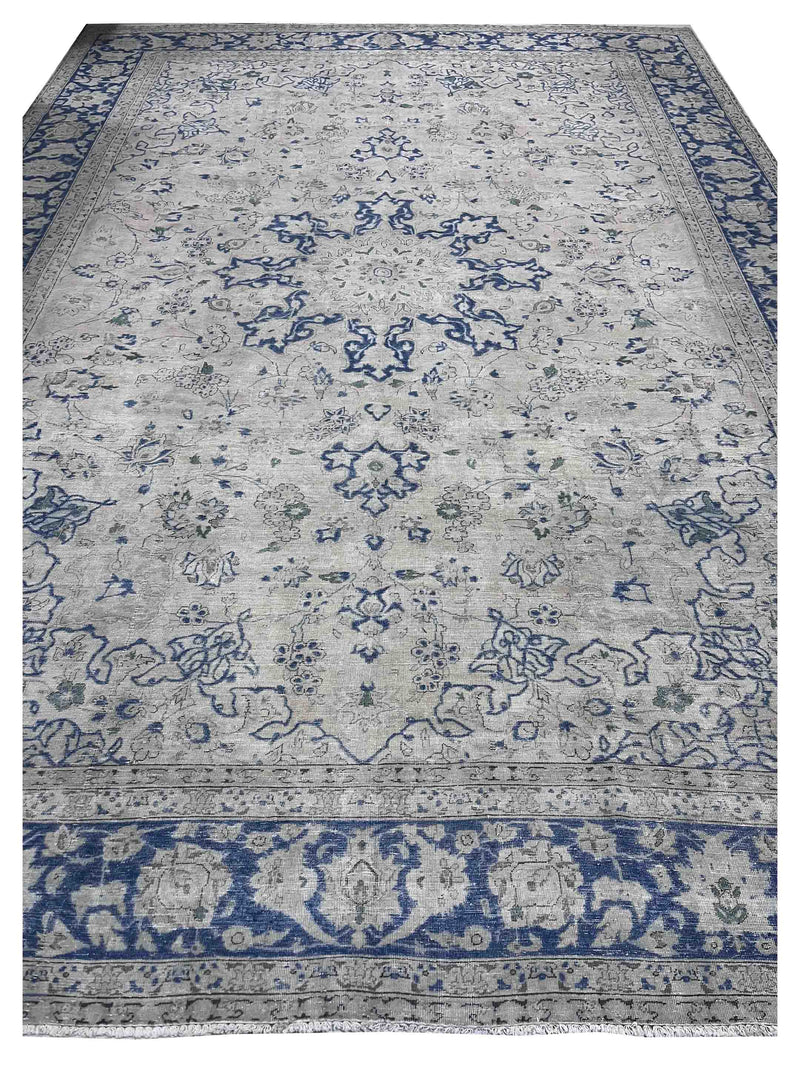 Pacific Vintage 43776 Beige Blue Vintage Hand Knotted Rug