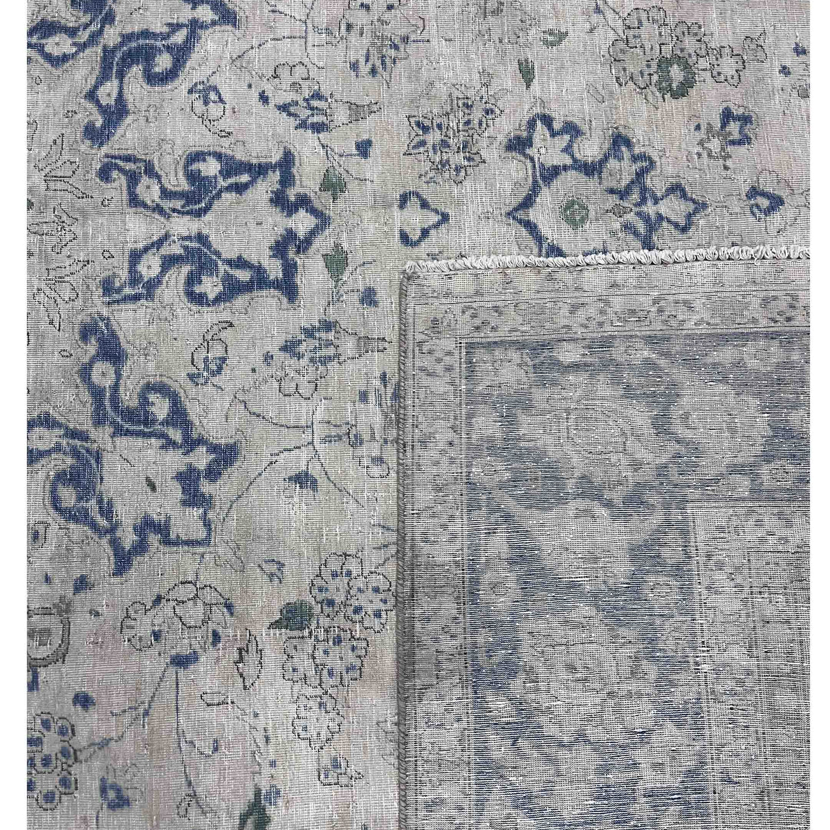 Pacific Vintage 43776 Beige Blue Vintage Hand Knotted Rug