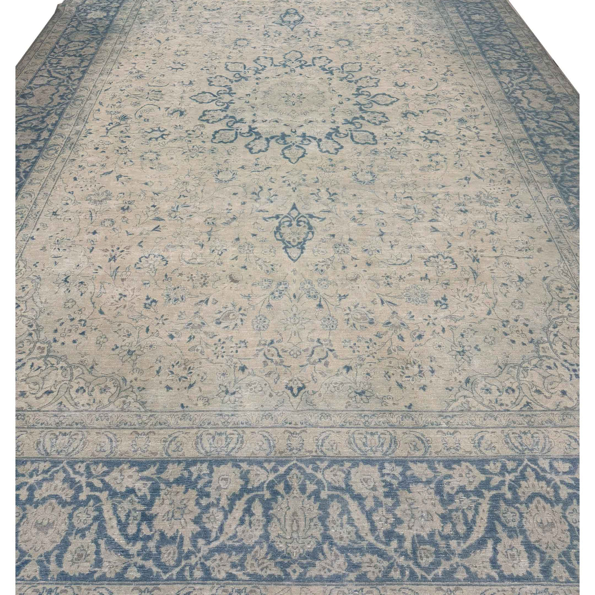 Pacific Vintage 43783 Beige Blue Vintage Hand Knotted Rug