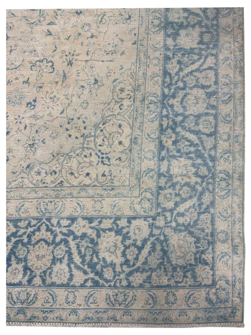 Pacific Vintage 43783 Beige Blue Vintage Hand Knotted Rug