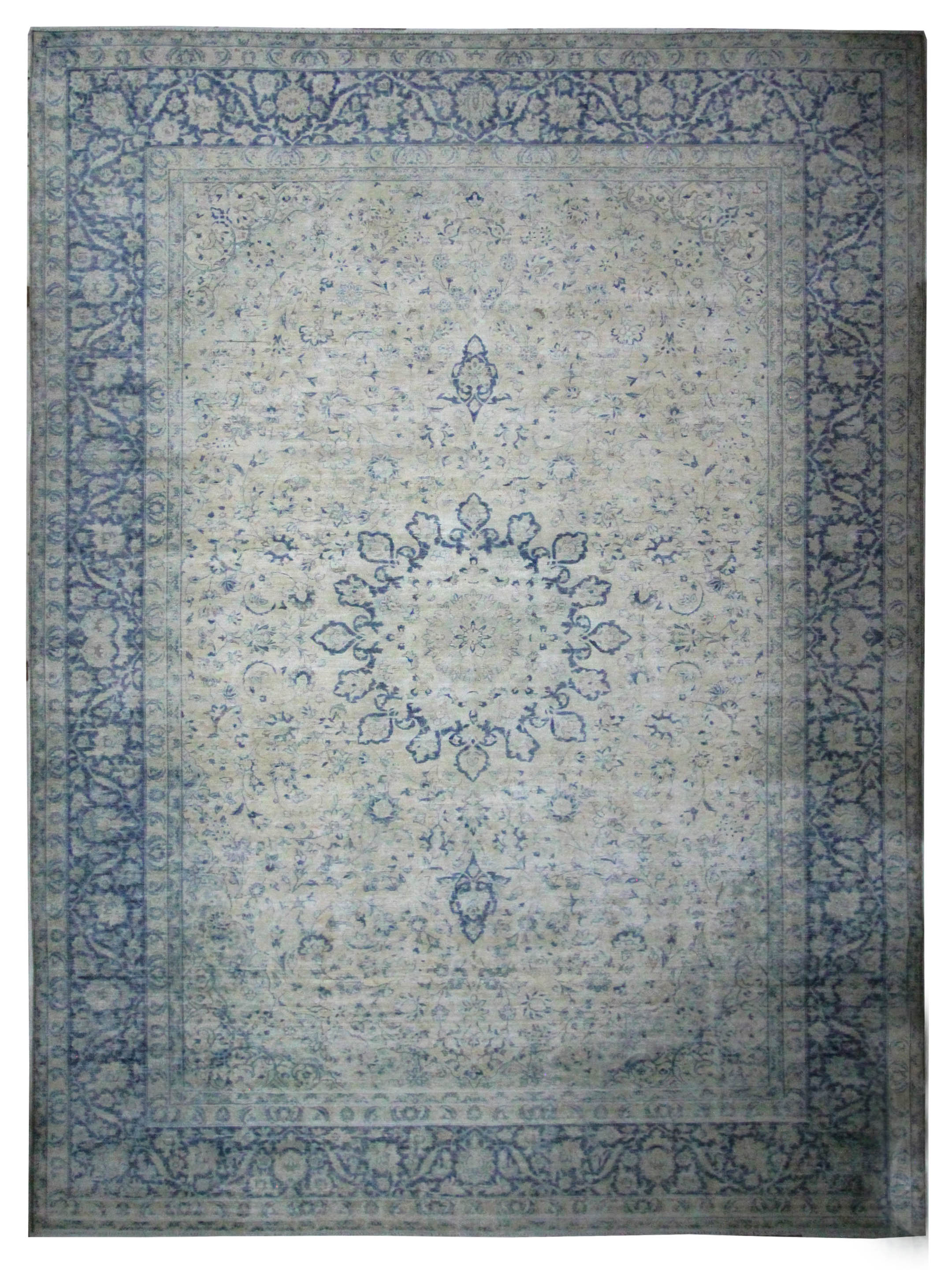 Pacific Vintage 43783 Beige Blue Vintage Hand Knotted Rug – Pacific Rugs