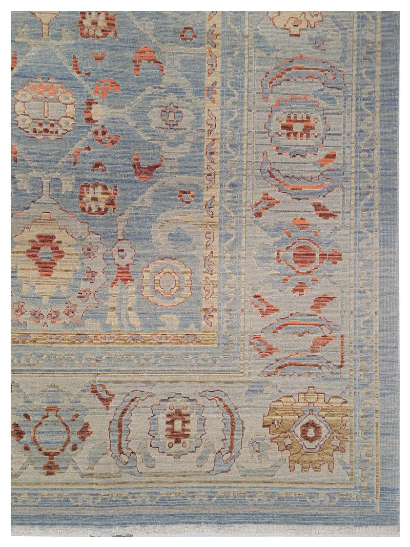 Pacific California 43789 Teal Beige Transitional Hand Finished Rugs