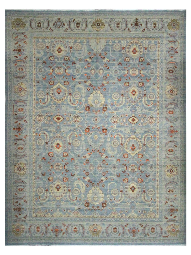 Pacific California 43789 Teal Beige Transitional Hand Finished Rugs