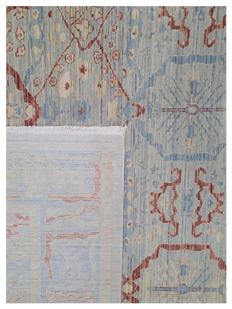 Pacific California 43791 Teal Rust Transitional Hand Finished Rugs