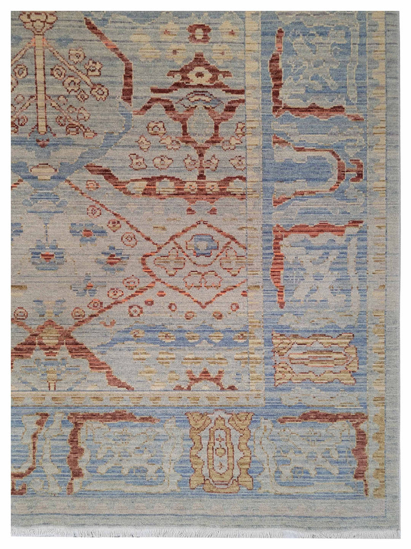 Pacific California 43791 Teal Rust Transitional Hand Finished Rugs
