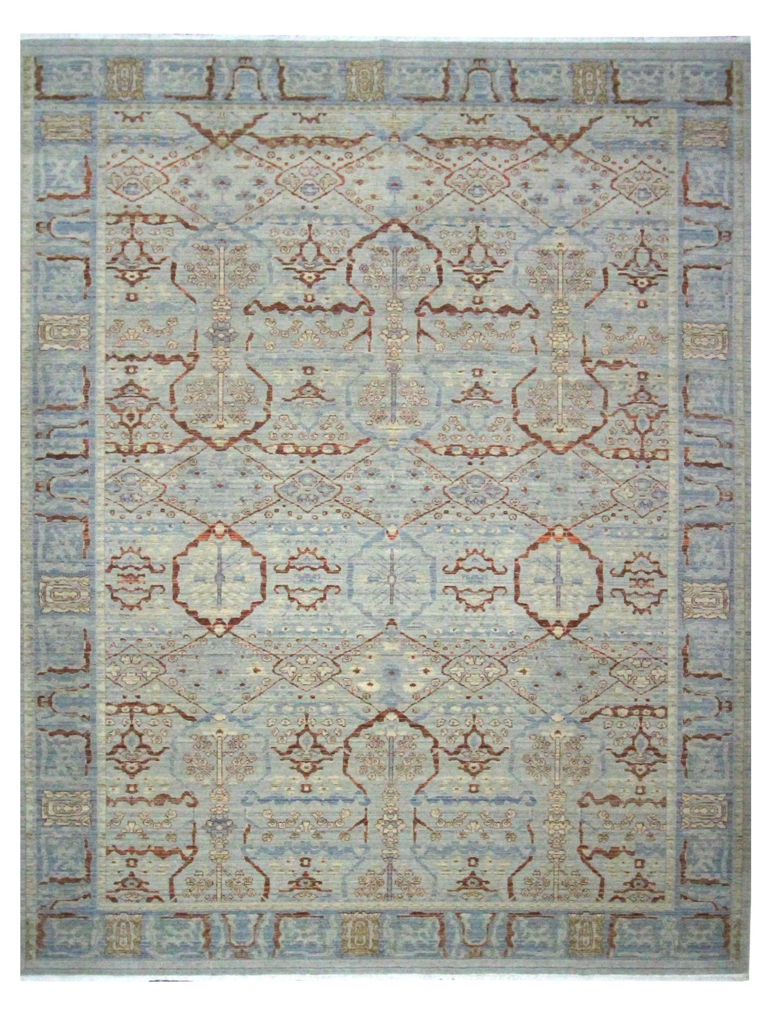 Pacific California 43791 Teal Rust Transitional Hand Finished Rugs