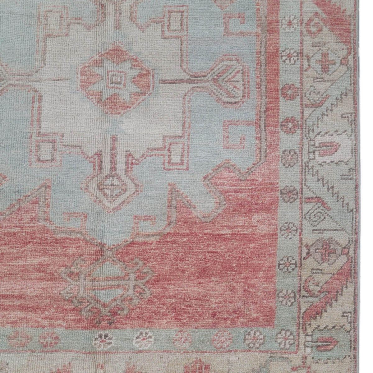 Pacific Anatolian 43794 Orange Aqua Transitional Hand Knotted Rug