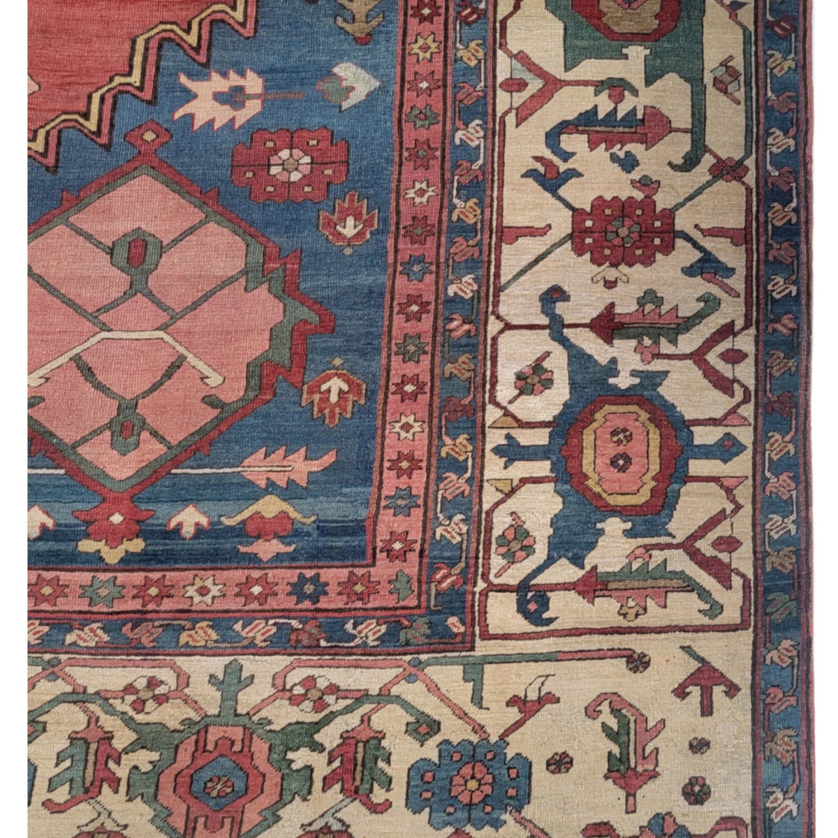 Fasa Antique Serapi 43800 Coral Ivory Transitional Antique Rug