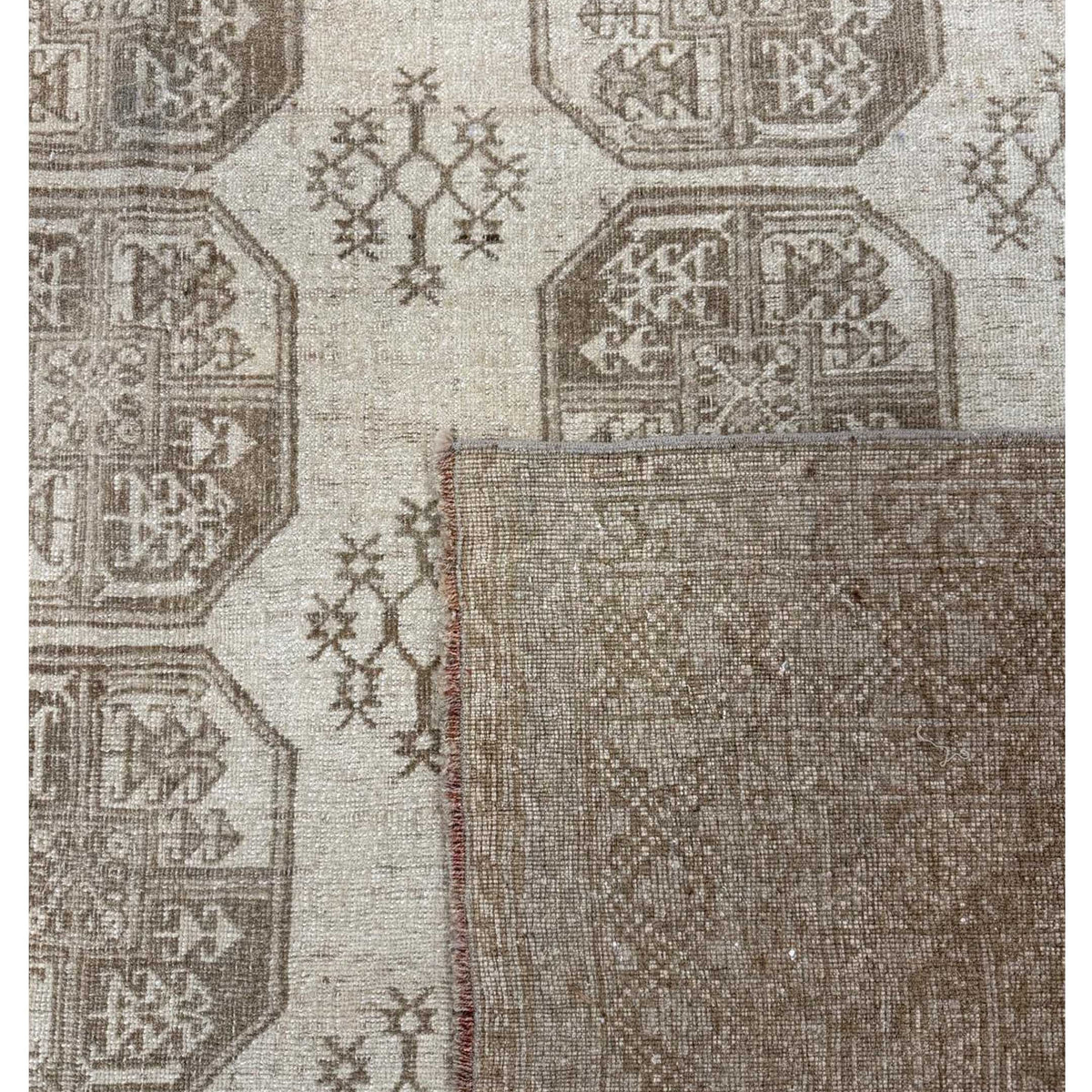 Pacific Vintage Afghan 43997 Beige Cream Transitional Hand Knotted Rug